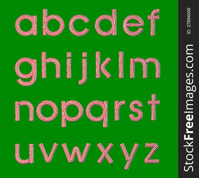Christmas small case letters  on green. Clipping path included for easy selection. Christmas small case letters  on green. Clipping path included for easy selection.