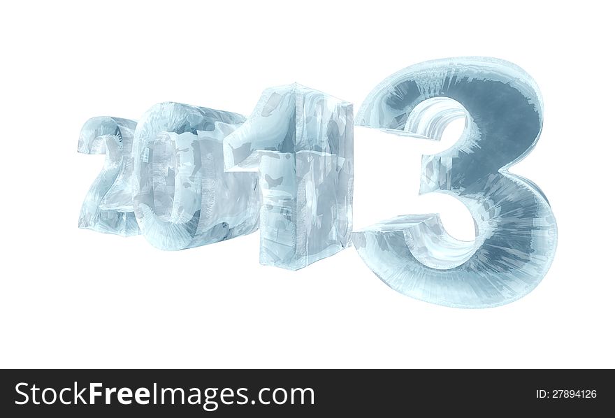 New 2013 year ice figures isolated on white background.