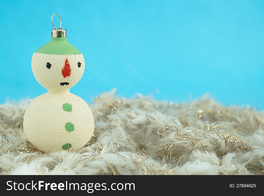Christmas snowman with blue background