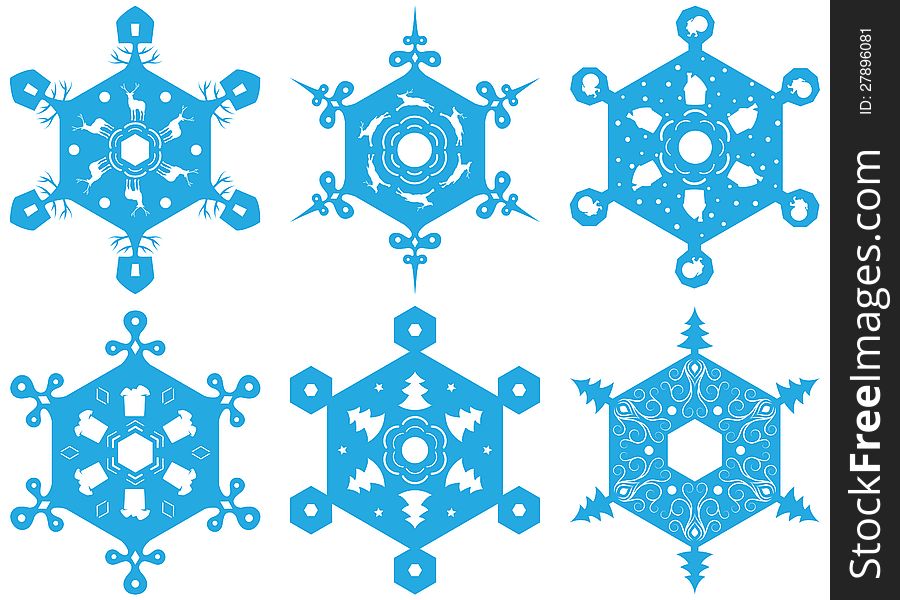 Set Of Decorative Snowflakes