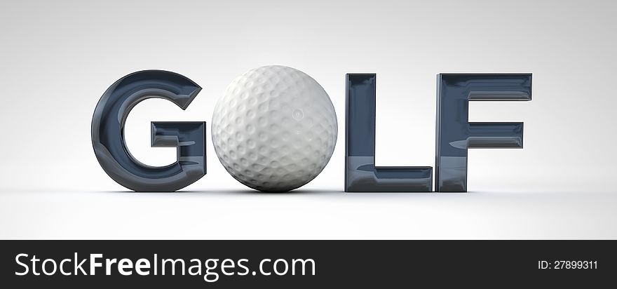 Golf word with a golf ball. CLipping path included for precise selection.