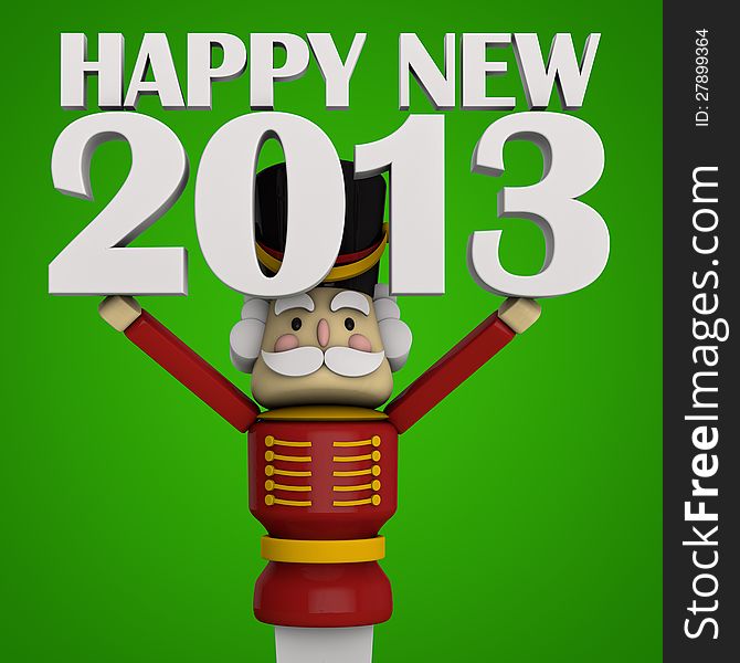 Nutcracker Happy New Year 2013. Clipping path included for easy selection.