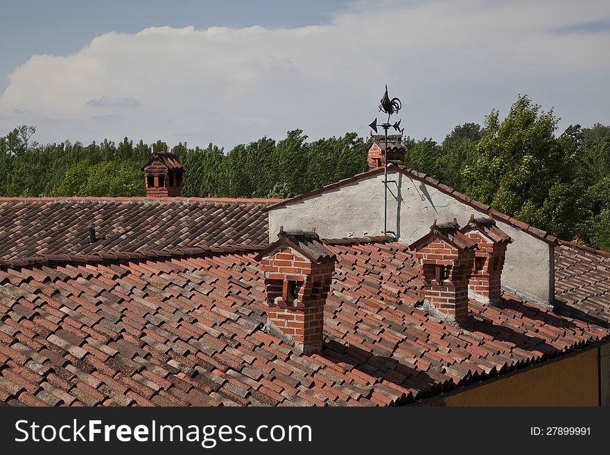 Weathervane on the roof of the farm