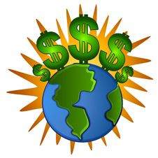 Earth Cash Dollar Signs Money Royalty Free Stock Photo