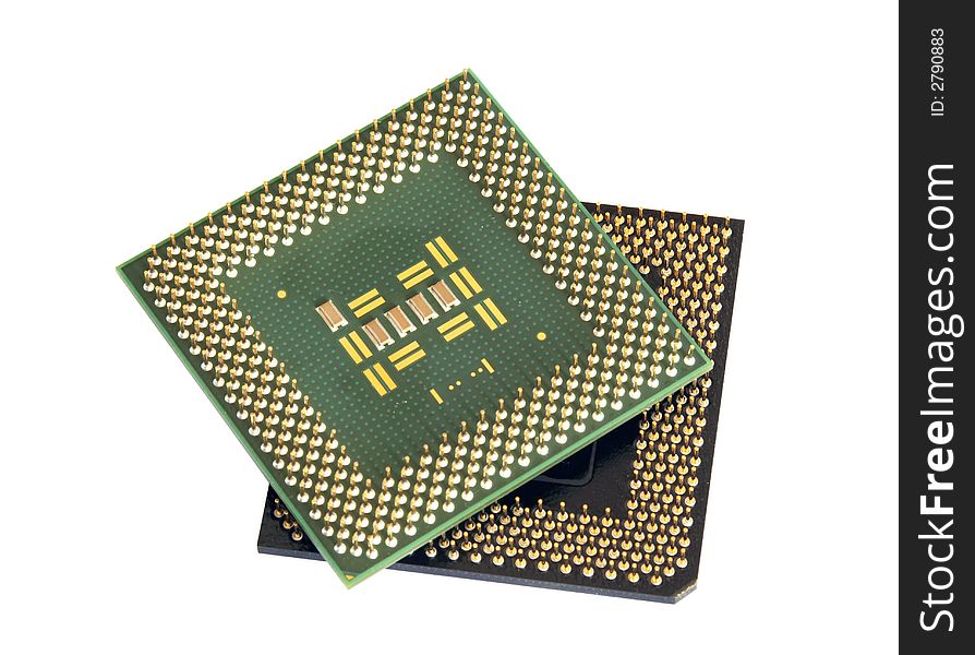 Processor chip on a white background