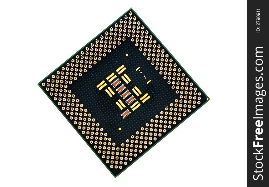Processor chip isolated on white background