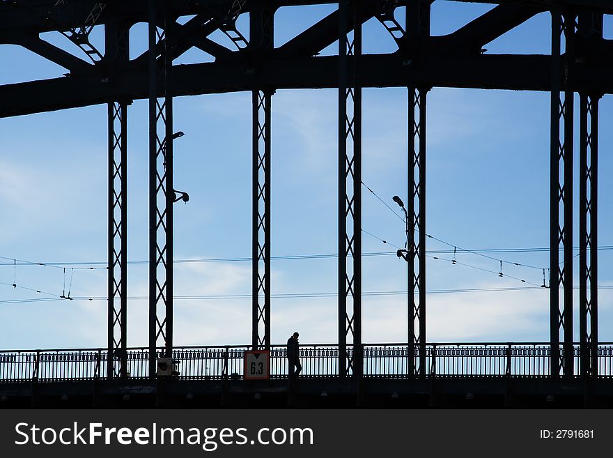 Man on a bridge (silhouette)