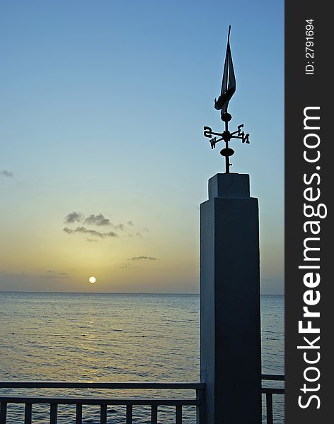 Sunset with Weathervane in Montego Bay. Sunset with Weathervane in Montego Bay