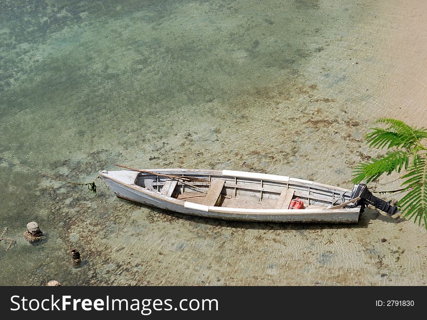 A boat in shallow water. A boat in shallow water