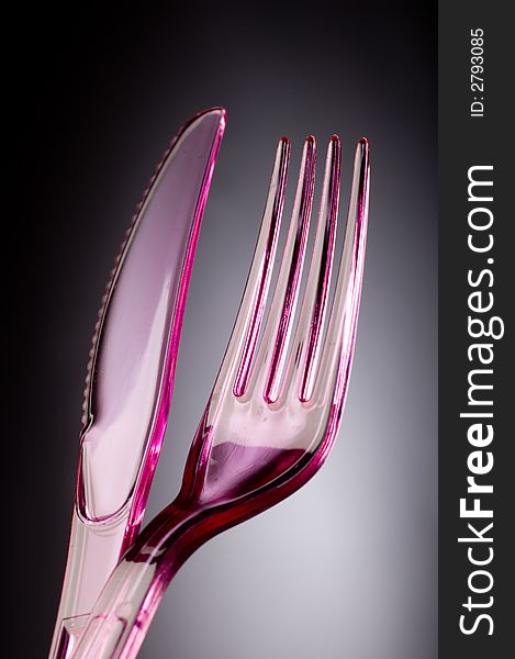 Close up of Plastic knife and fork