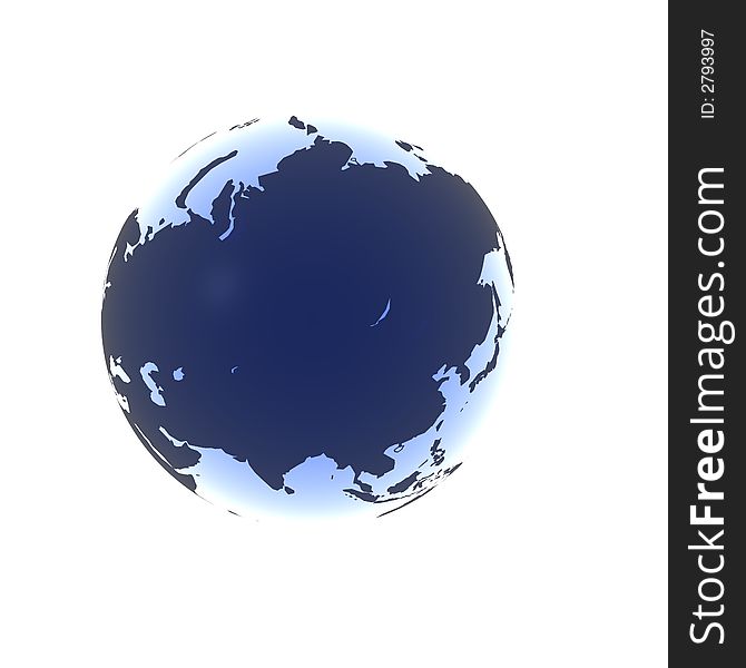 A globe with Asia rendered in a soft blue gel. A globe with Asia rendered in a soft blue gel.