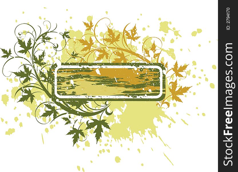 Green & yellow leaves on grunge background. Green & yellow leaves on grunge background