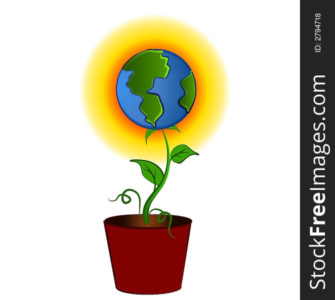 Earth as Flower In Pot Clipart