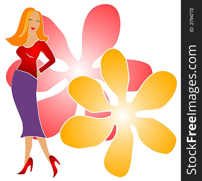 Fashion Girl Clip Art Flowers