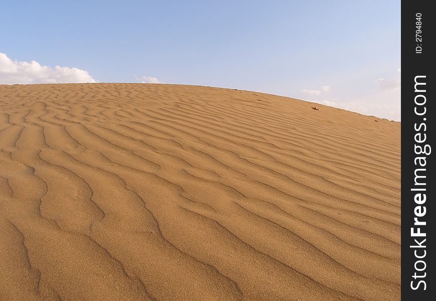 Sandy dunes waves in the desert in India. Sandy dunes waves in the desert in India