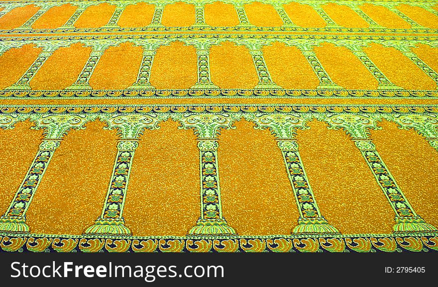 Arabian orange floor carpet in mosque. Arabian orange floor carpet in mosque