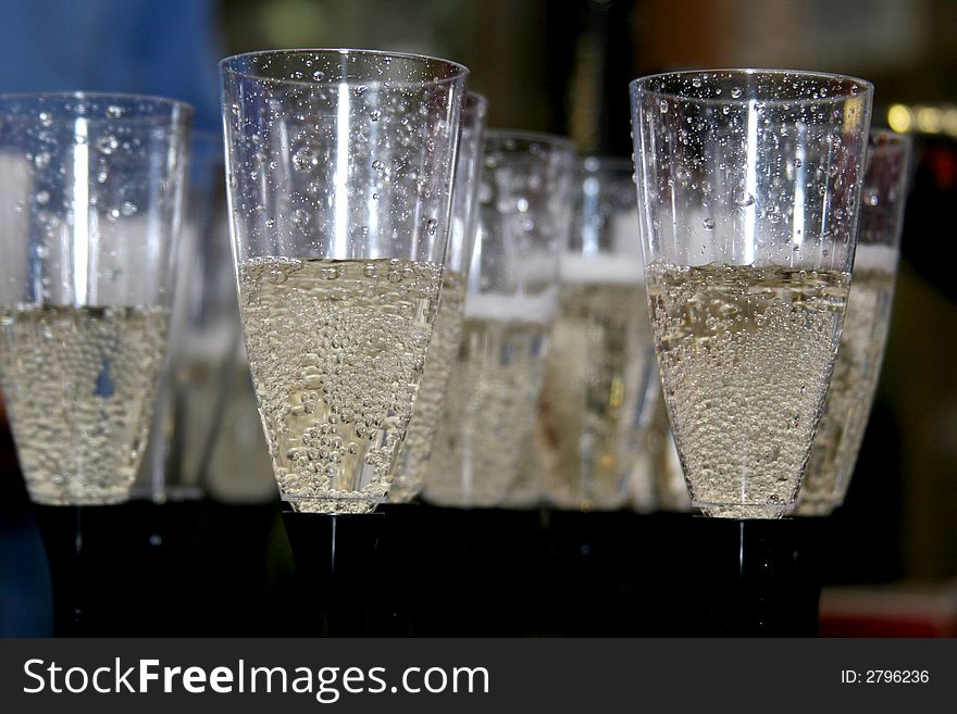 Some glasses of champagne at the party