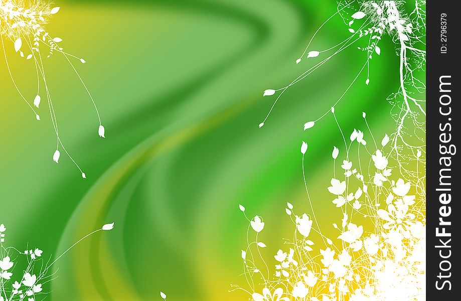 Green and yellow smooth summer floral background