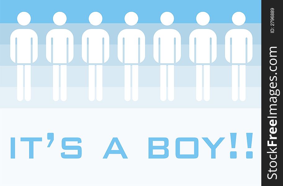Illustration for birth of a boy on blue background. Illustration for birth of a boy on blue background