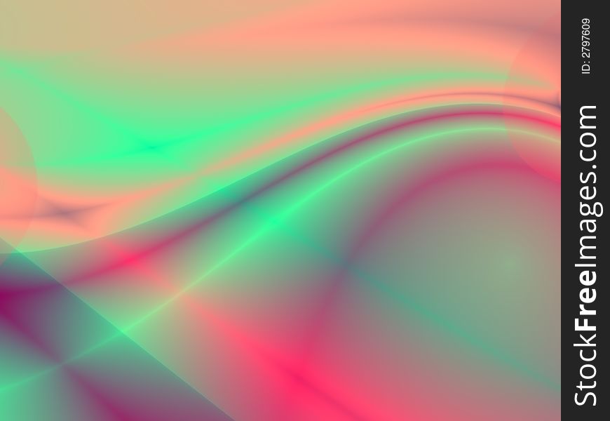 Abstract waves, overflowing the tints of red and green color