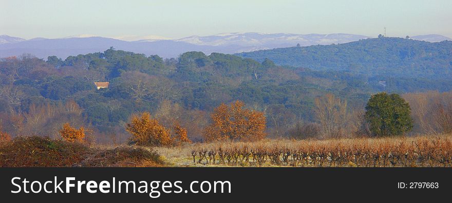 Horizontal landscape in the CÃ©vennes, small mountains in the south of France. Horizontal landscape in the CÃ©vennes, small mountains in the south of France