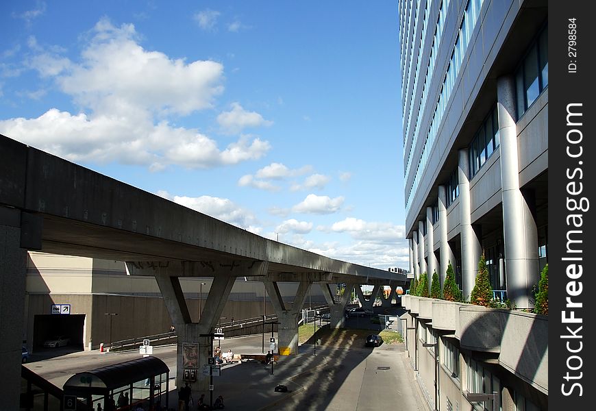 TTC bridge and high rise building in the city. Summer, sunny good day. TTC bridge and high rise building in the city. Summer, sunny good day.