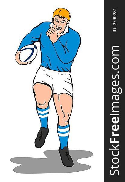 Vector illustration of a rugby player running for a try