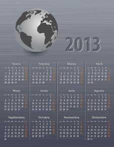 Calendar For 2013 In Spanish With Globe Stock Photos Calendar For 2013 In Spanish With Globe Stock Photos