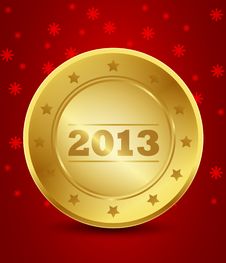 Happy New Year 2013 Golden Label Stock Photo