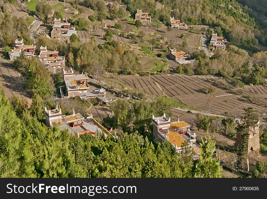 Tibetan Village Scene