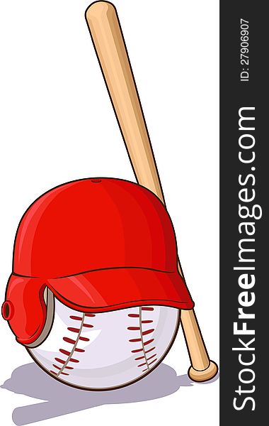 A  of baseball's ball, hat, and bat. Available as a Vector in
EPS8 format that can be scaled to any size without loss of quality.
Each graphics elements (ball, hat, bat) are all can easily be moved or
edited individually.