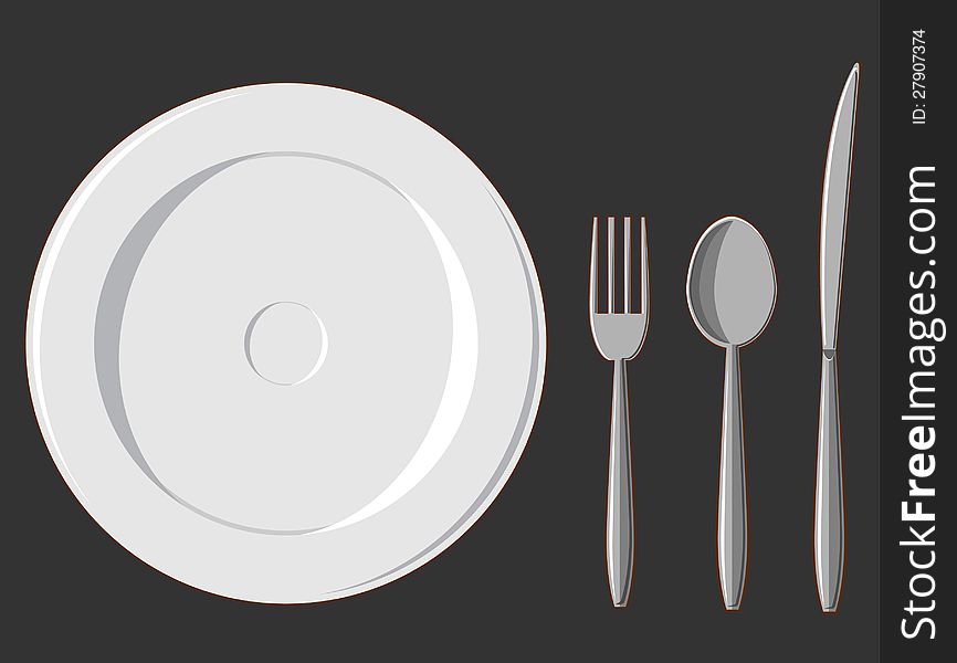 Dining Set - Plate, Fork, Spoon & Knife