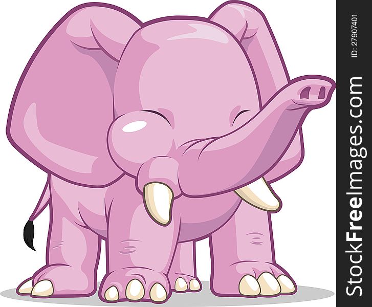 A vector image of a elephant standing & raising its trunk. Drawn in cartoon style, this vector is very good for design that needs animal element in cute, funny, colorful and cheerful style. Available as a Vector in EPS8 format that can be scaled to any size without loss of quality. Elements could be separated for further editing, color could be easily changed.