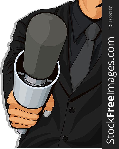 A vector image of a host holding a microphone. Available as a Vector in EPS8 format that can be scaled to any size without loss of quality. The graphics elements are all can be moved or edited individually. A vector image of a host holding a microphone. Available as a Vector in EPS8 format that can be scaled to any size without loss of quality. The graphics elements are all can be moved or edited individually.