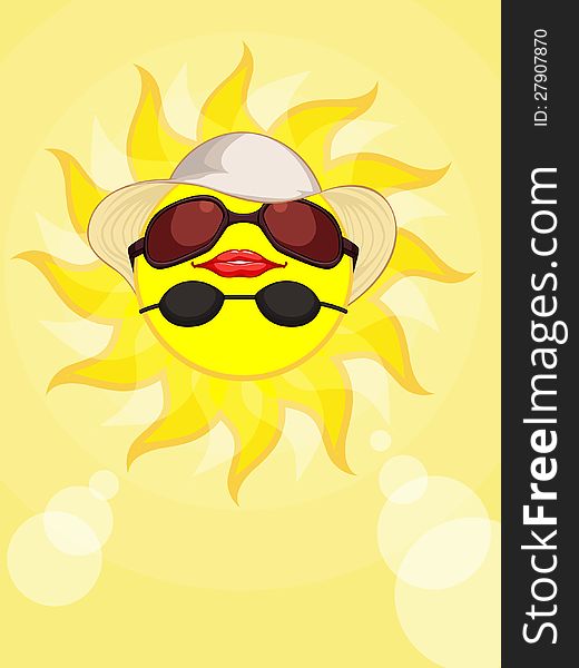 A vector image of a sun on summer and dressed with hat, sunglasses, and bikini. Good for many application. Available as a Vector in EPS8 format that can be scaled to any size without loss of quality. The graphics elements are all can be moved or edited individually. A vector image of a sun on summer and dressed with hat, sunglasses, and bikini. Good for many application. Available as a Vector in EPS8 format that can be scaled to any size without loss of quality. The graphics elements are all can be moved or edited individually.