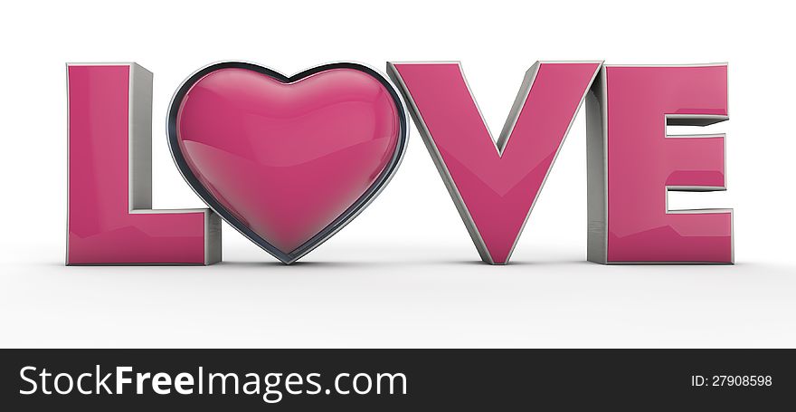 Love text with heart shape.