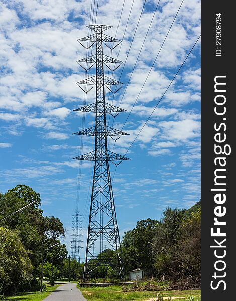 A large electric post in rural areas. A large electric post in rural areas.