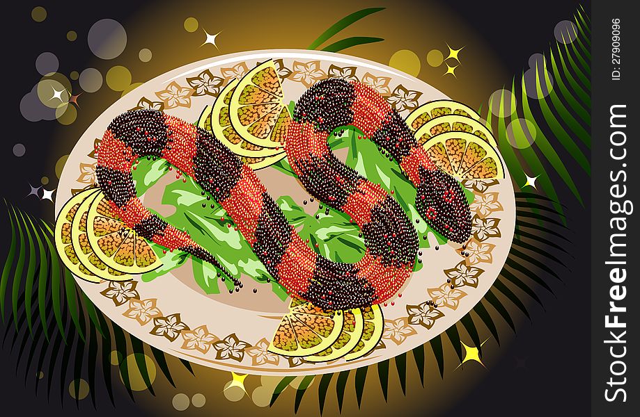 Caviar Snake With Fruits