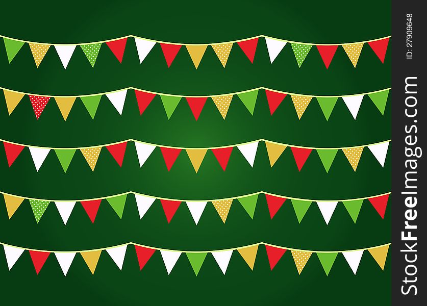 Colorful Christmas flags or bunting set