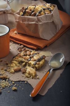 Clouseup Of Broken Cookie And Spoon Stock Images Clouseup Of Broken Cookie And Spoon Stock Images