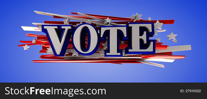 Vote American flag text.