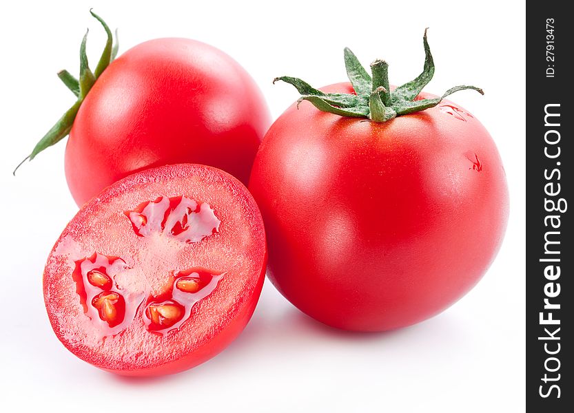 Tomatoes on a white background