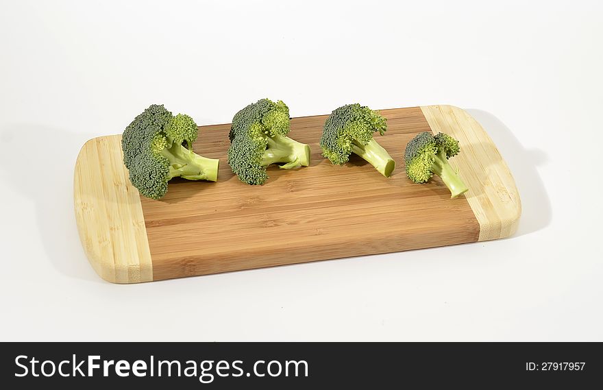 Fresh and healthy organic broccoli on a cutting board