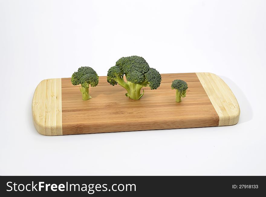 Fresh and healthy organic broccoli on a cutting board