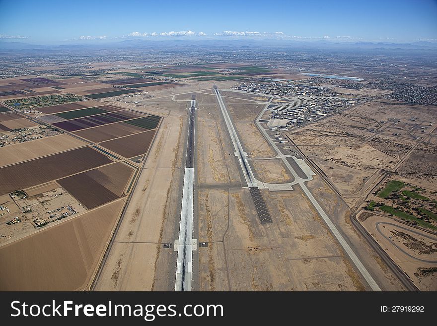 Pilot view of runways at Luke near Phoenix, Arizona