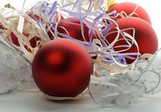 Christmas Baubles And Ribbons Royalty Free Stock Photos Christmas Baubles And Ribbons Royalty Free Stock Photos