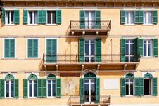 Terraces And Windows Of An Old Building In Verona Stock Photo Terraces And Windows Of An Old Building In Verona Stock Photo