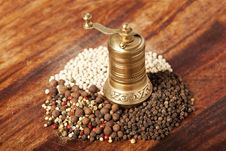 Various Types Of Pepper With Hand Mill Stock Image Various Types Of Pepper With Hand Mill Stock Image