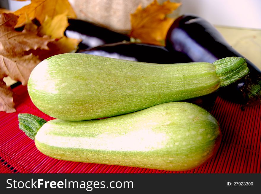 Two marrows and other autumn vegetables