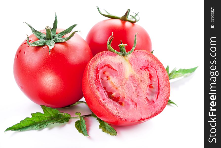 Tomatoes on a white background